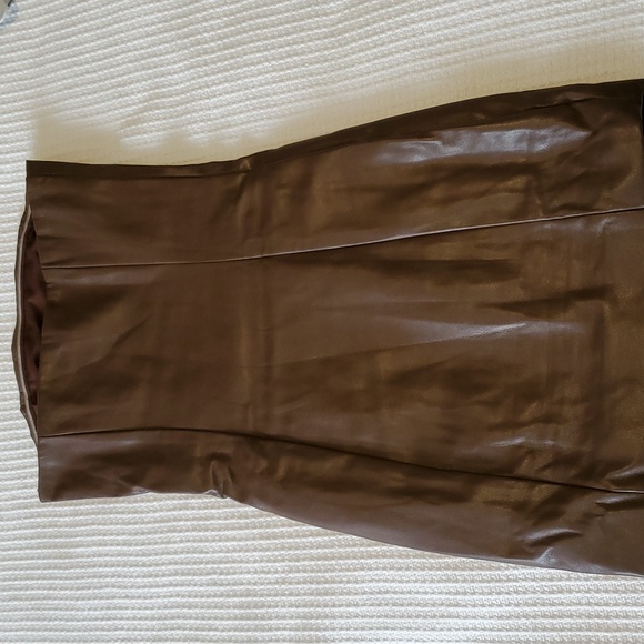 Tiger Mist brown faux leather strapless mini dress fully lined size XS like new - Picture 5 of 10